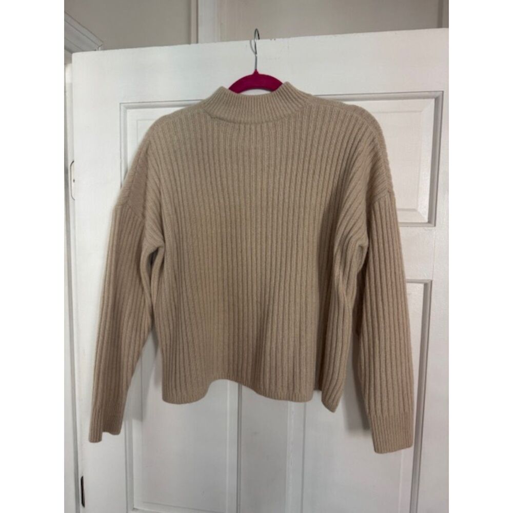 Madewell Cropped Boxy Cashmere Sweater, Tan, Small